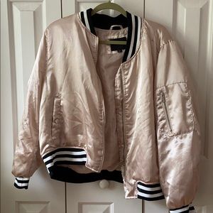 Light Pink Satin Bomber Jacket
